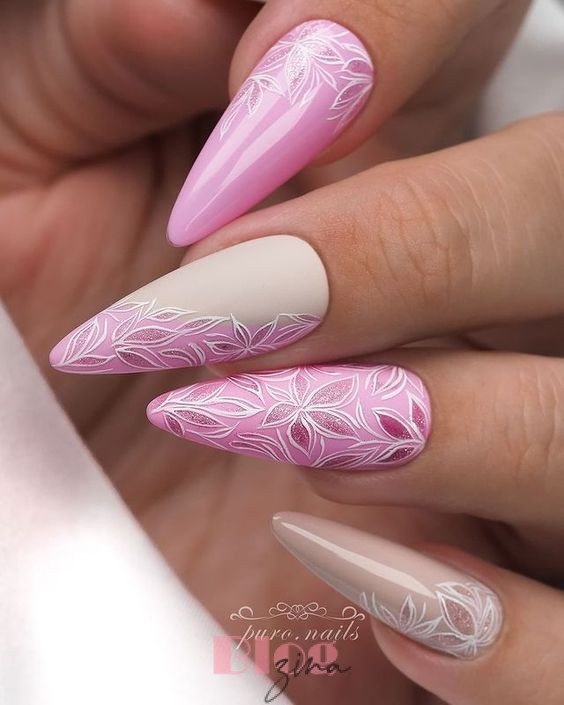 hawaiian flower nail art