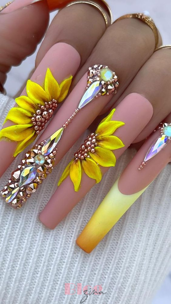 hawaiian flower nail art