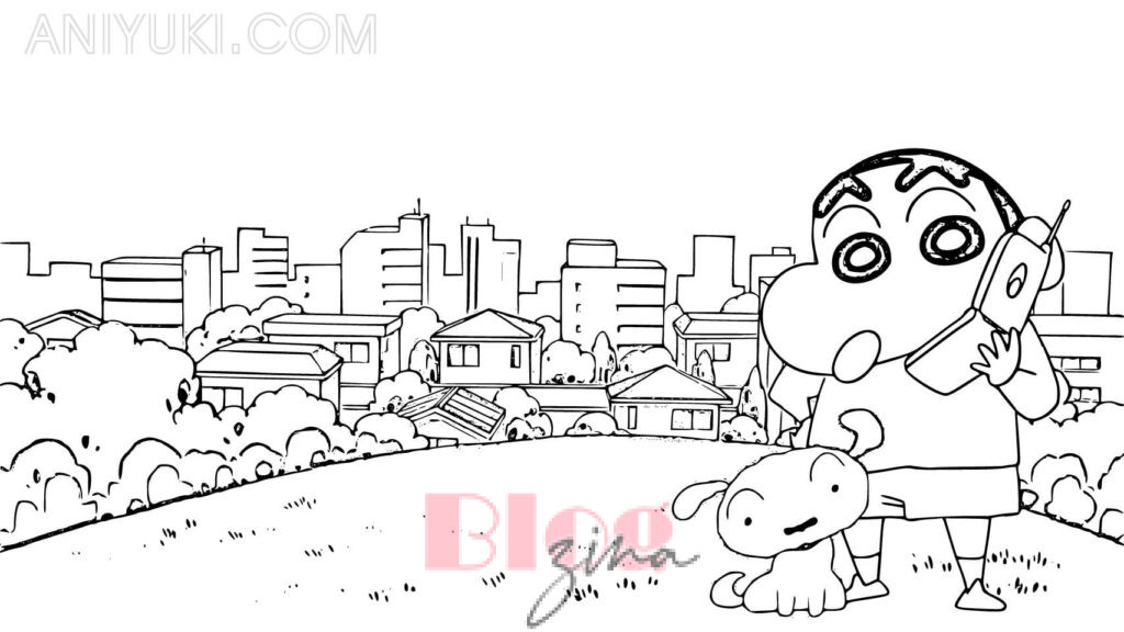 coloring pages shinchan drawing easy 