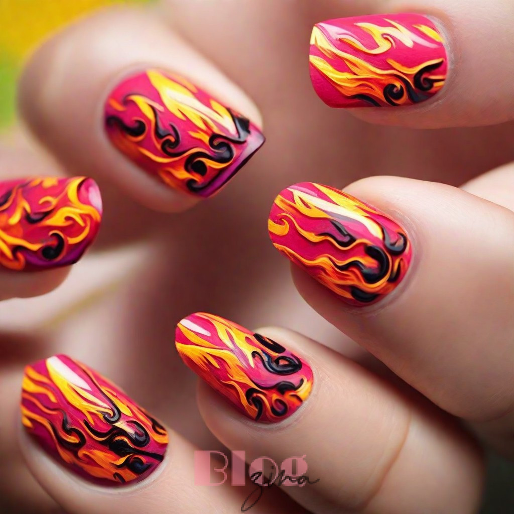 neon flame nail designs