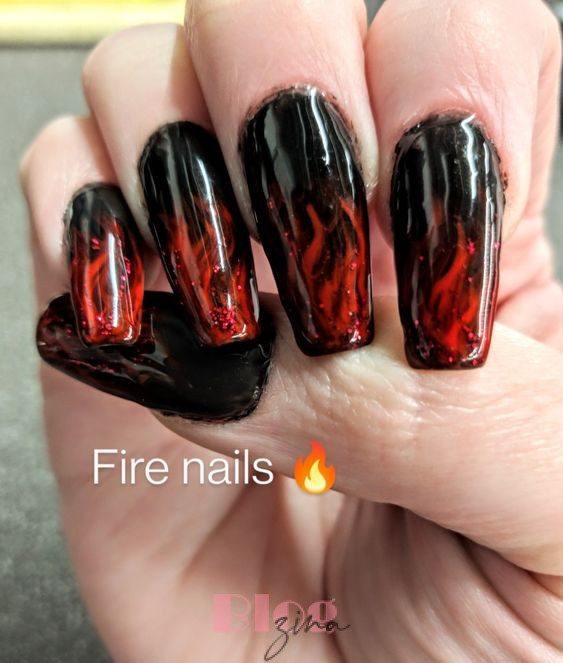 cute fire nail designs